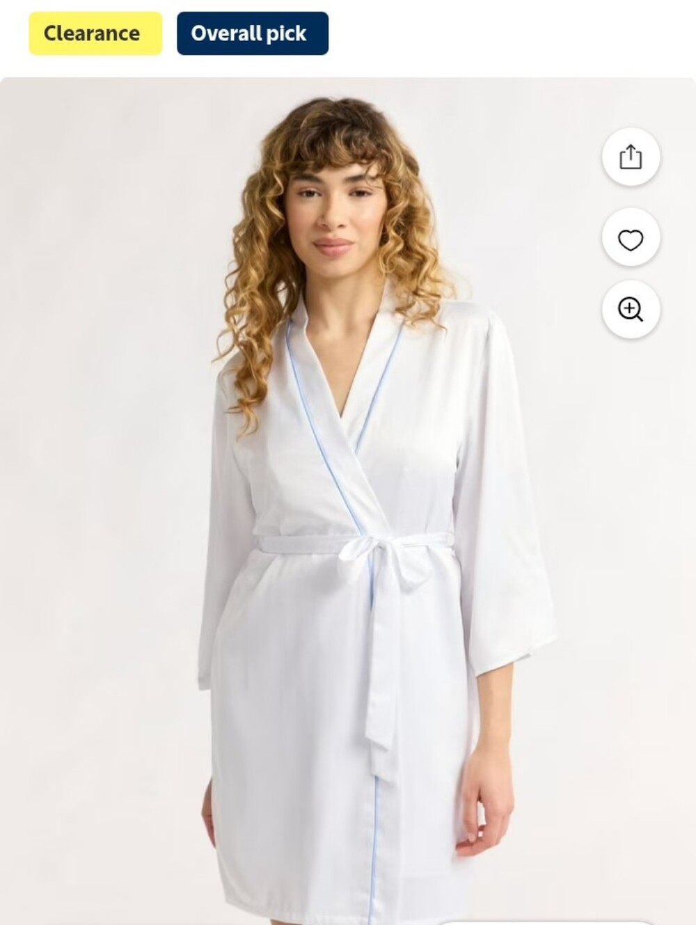 White Satin Trim Wrap Robe - Women's Intimates